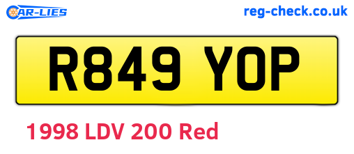 R849YOP are the vehicle registration plates.
