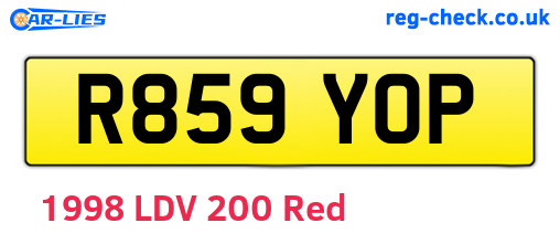 R859YOP are the vehicle registration plates.