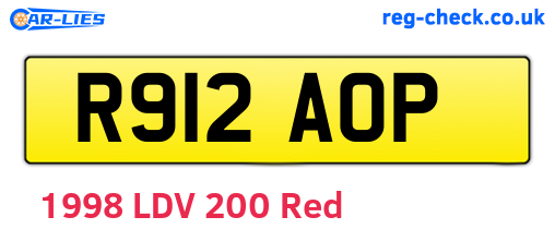 R912AOP are the vehicle registration plates.