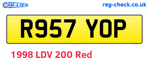 R957YOP are the vehicle registration plates.
