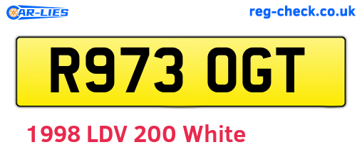 R973OGT are the vehicle registration plates.