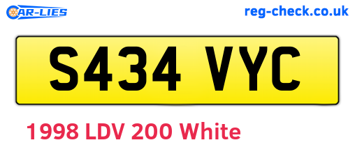 S434VYC are the vehicle registration plates.
