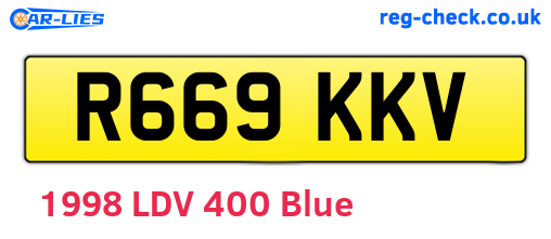 R669KKV are the vehicle registration plates.