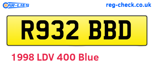R932BBD are the vehicle registration plates.