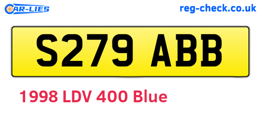 S279ABB are the vehicle registration plates.