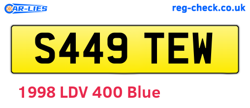 S449TEW are the vehicle registration plates.