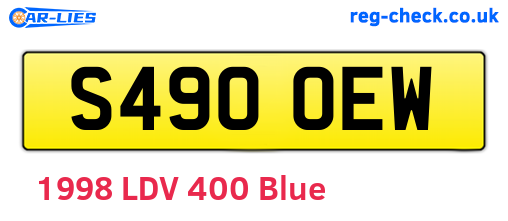 S490OEW are the vehicle registration plates.