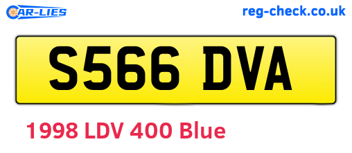 S566DVA are the vehicle registration plates.