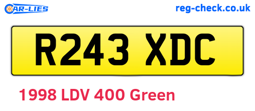 R243XDC are the vehicle registration plates.