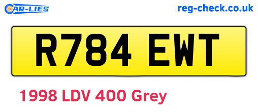 R784EWT are the vehicle registration plates.