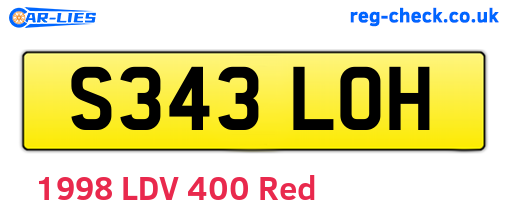 S343LOH are the vehicle registration plates.