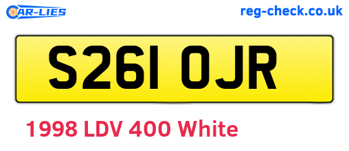 S261OJR are the vehicle registration plates.