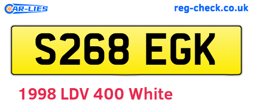 S268EGK are the vehicle registration plates.