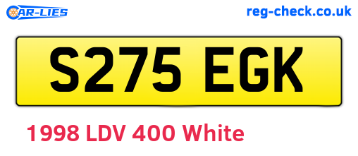 S275EGK are the vehicle registration plates.