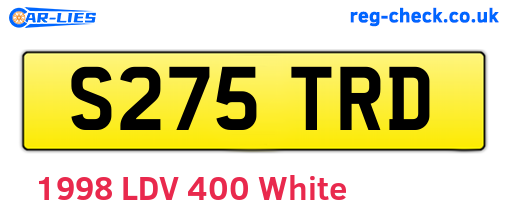 S275TRD are the vehicle registration plates.