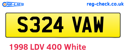 S324VAW are the vehicle registration plates.