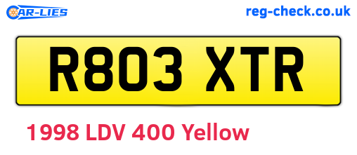 R803XTR are the vehicle registration plates.