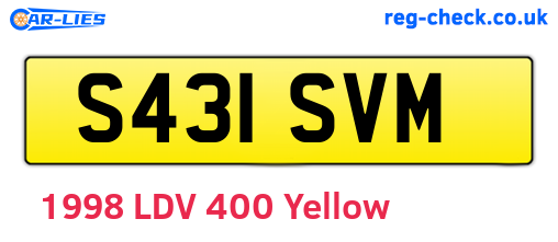 S431SVM are the vehicle registration plates.