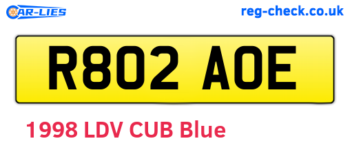 R802AOE are the vehicle registration plates.