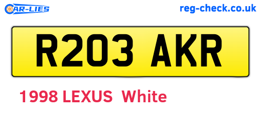 R203AKR are the vehicle registration plates.