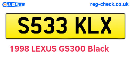 S533KLX are the vehicle registration plates.