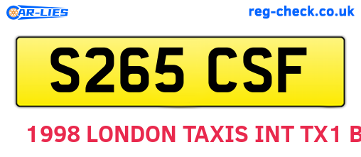 S265CSF are the vehicle registration plates.