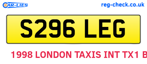 S296LEG are the vehicle registration plates.