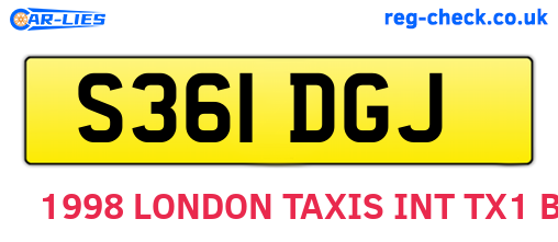 S361DGJ are the vehicle registration plates.