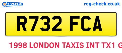 R732FCA are the vehicle registration plates.