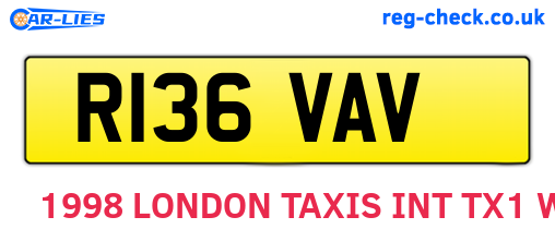 R136VAV are the vehicle registration plates.