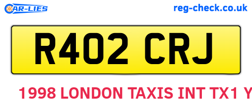 R402CRJ are the vehicle registration plates.