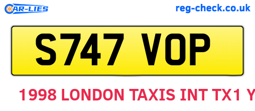 S747VOP are the vehicle registration plates.