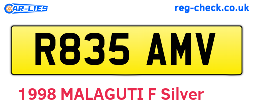 R835AMV are the vehicle registration plates.