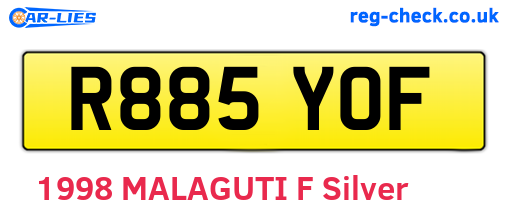 R885YOF are the vehicle registration plates.