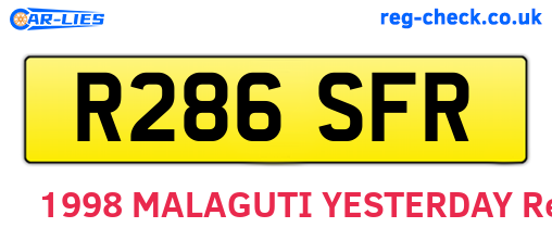 R286SFR are the vehicle registration plates.