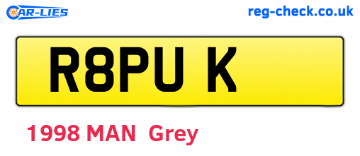 R8PUK are the vehicle registration plates.