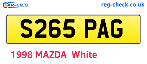 S265PAG are the vehicle registration plates.