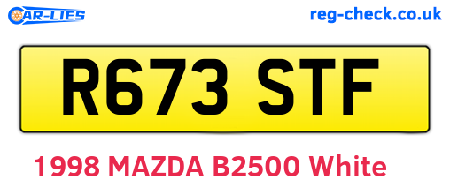 R673STF are the vehicle registration plates.