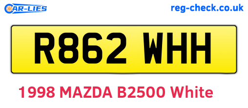 R862WHH are the vehicle registration plates.