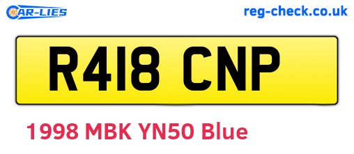 R418CNP are the vehicle registration plates.