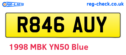 R846AUY are the vehicle registration plates.