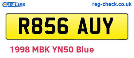 R856AUY are the vehicle registration plates.