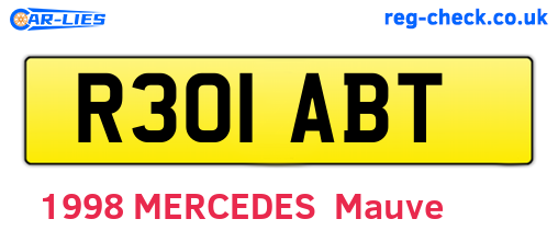 R301ABT are the vehicle registration plates.