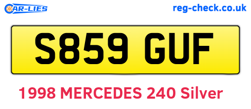 S859GUF are the vehicle registration plates.