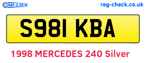 S981KBA are the vehicle registration plates.