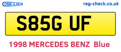 S85GUF are the vehicle registration plates.