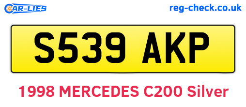 S539AKP are the vehicle registration plates.