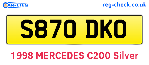S870DKO are the vehicle registration plates.