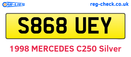 S868UEY are the vehicle registration plates.