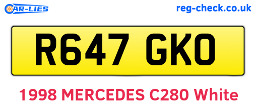 R647GKO are the vehicle registration plates.
